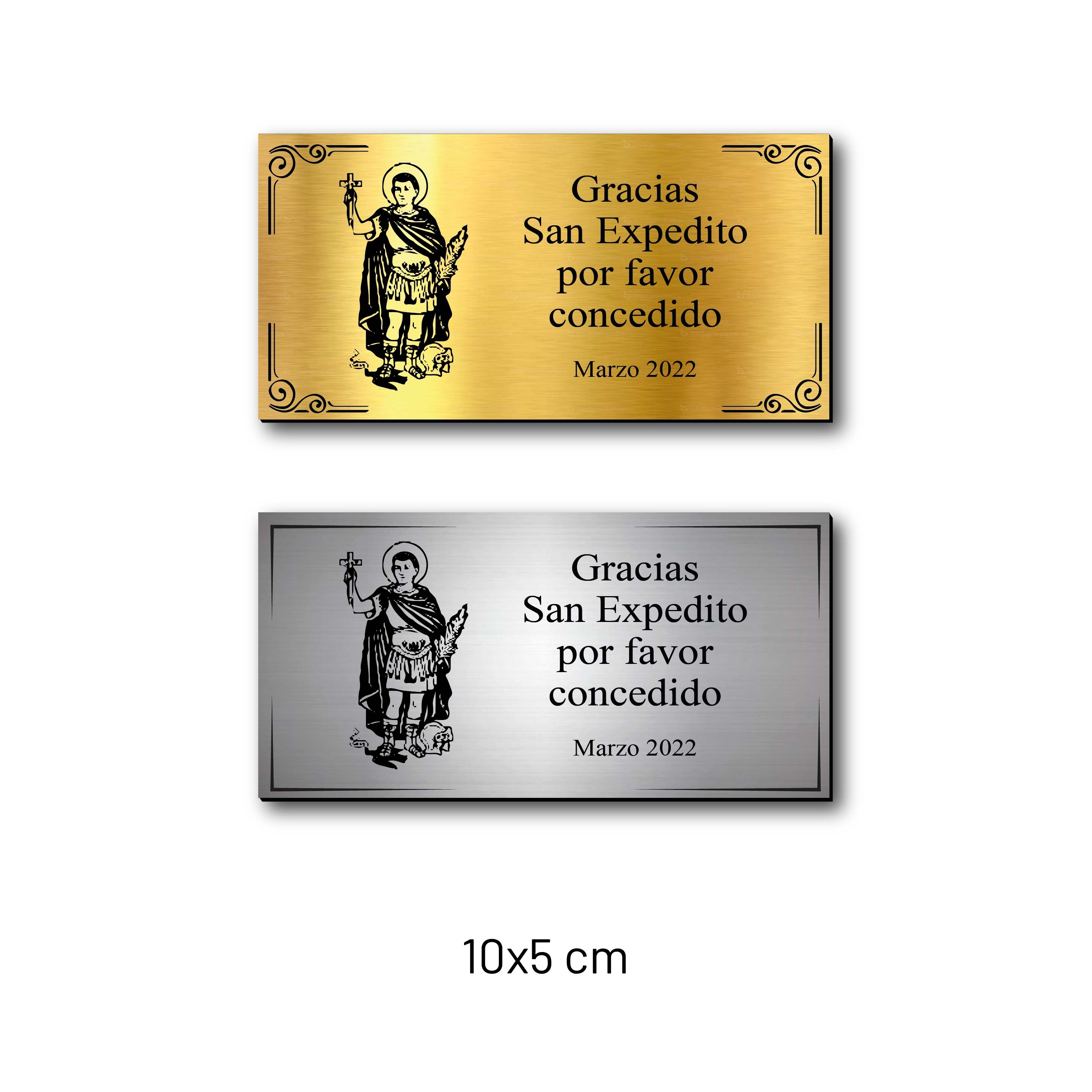 Placa de agradecimiento diseño de San Expedito - Selecciona el tamaño y personaliza como quieras - Incluye grabado láser