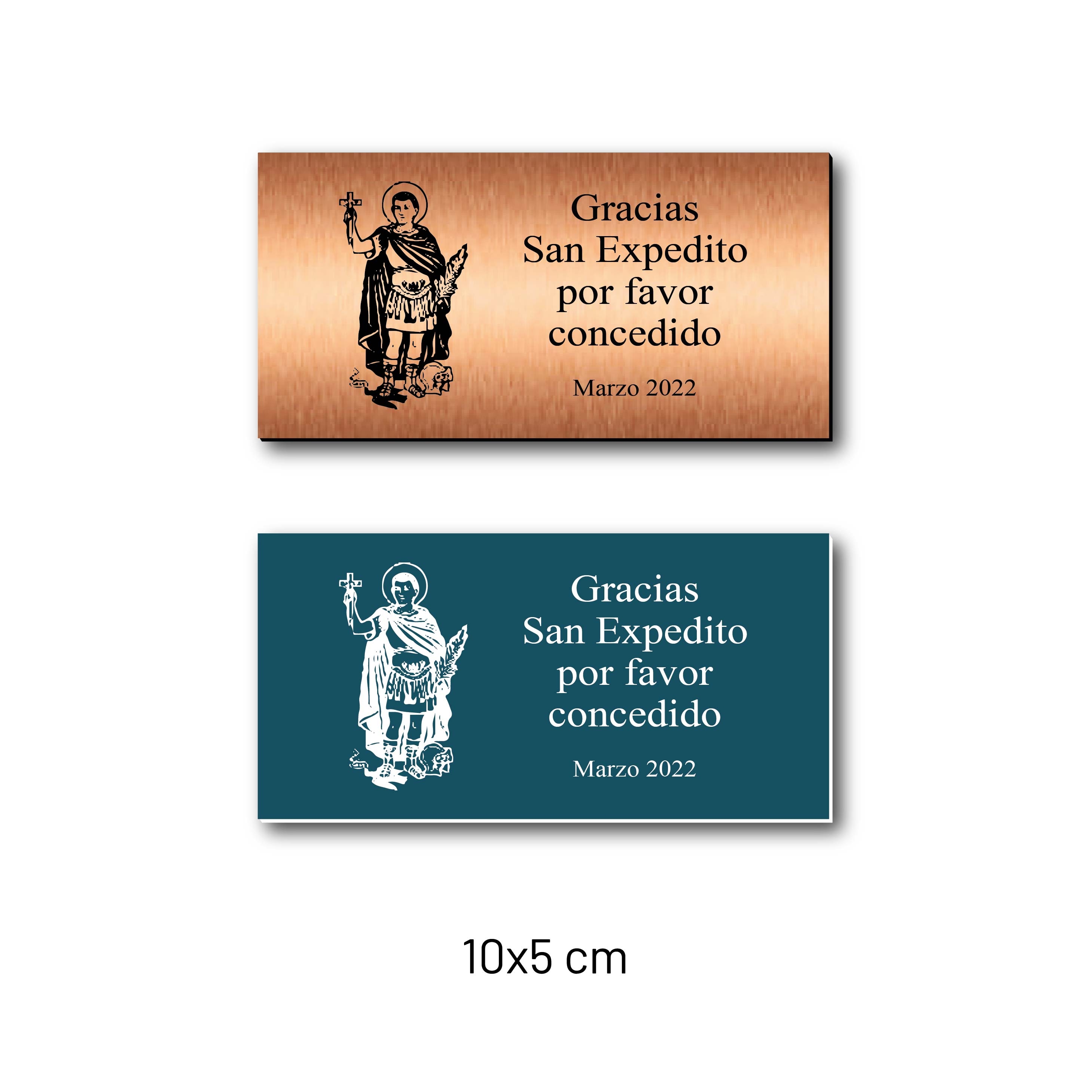 Placa de agradecimiento diseño de San Expedito - Selecciona el tamaño y personaliza como quieras - Incluye grabado láser