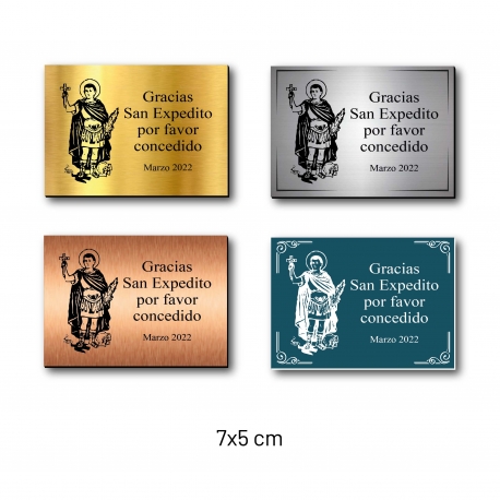 Placa de agradecimiento diseño de San Expedito - Selecciona el tamaño y personaliza como quieras - Incluye grabado láser