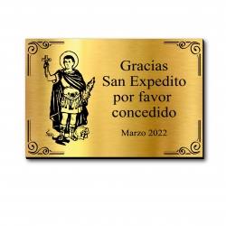 SAN EXPEDITO placa de agradecimiento con diseño - Selecciona el tamaño y personaliza como quieras - Incluye grabado láser