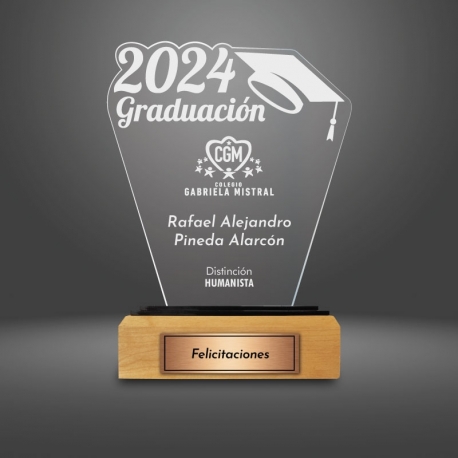 Galvano Acrílico para Graduación 4mm - Con 4 diseños diferentes - Incluye grabado láser y personalización