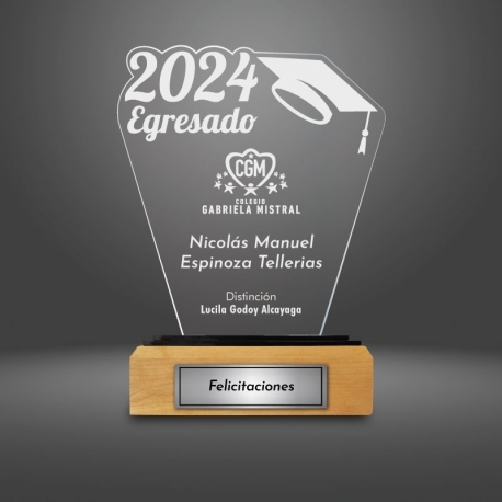 Galvano Acrílico para Graduación 4mm - Con 4 diseños diferentes - Incluye grabado láser y personalización