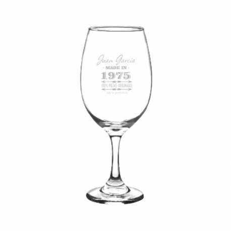 Copa Grabada de Vino Gran Rioja, mas caja de presentación y grabado láser 