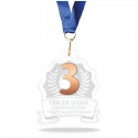 Medalla para premiación línea Prime Tercer lugar - Diseño de número, destacado en flexilase metalizado cobre