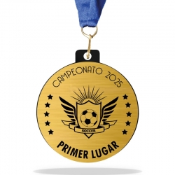 Medallas línea Prime Black para Primer Lugar 7cm - Acrílico negro y placa metalizada personalizada - Ideal para competencias