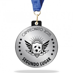 Medallas línea Prime Black para Segundo Lugar 7cm - Acrílico negro y placa metalizada personalizada - Ideal para competencias