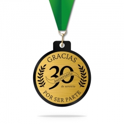 Medalla Pocket 5,5 cm Ø Dorado - Línea Prime Black - Acrílico negro y placa metalizada personalizada