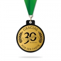 Medalla Pocket 5,5 cm Ø Dorado - Línea Prime Black - Acrílico negro y placa metalizada personalizada