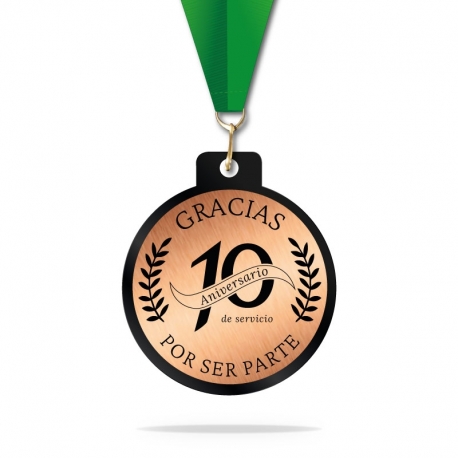 Medalla Pocket 5,5 cm Ø Cobre - Línea Prime Black - Elabrada en acrílico negro y placa metalizada personalizada