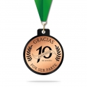 Medalla Pocket 5,5 cm Ø Cobre - Línea Prime Black - Elabrada en acrílico negro y placa metalizada personalizada