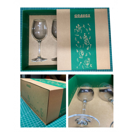 2 Copas de Vino Versalles mas caja de presentación y grabado láser 