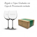 2 Copas de Cristal grabadas Modelo Balon 650 ml con caja de presentación. Grabado y personalizado. Especial Regalos