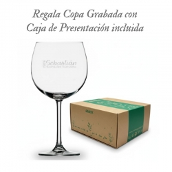 1 Copas de Cristal con grabado Modelo Balon Stölzle 650 ml mas caja de regalo