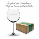 1 Copa de Cristal Modelo. Grabada y personalizada, incluye Caja de Presentación. 650 ml. Especial regalos