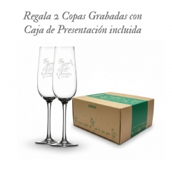 2 Copas de Champagne Stölzle, mas caja de presentación y grabado láser 