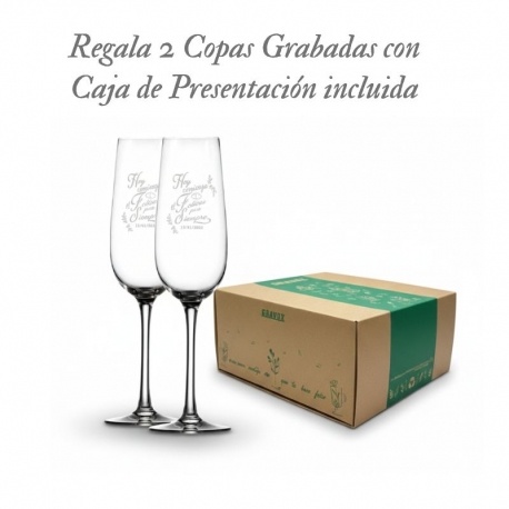 2 Copas de Champagne Stölzle, mas caja de presentación y grabado láser 