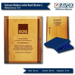 Galvano de Madera estilo Raulí Bicolor L (GRANDE), incluye grabado láser y caja de presentación