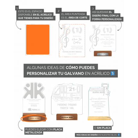 Galvano de Acrílico economico con forma personalizada y base de madera. Pon aquí tu logo o la forma que quieras.