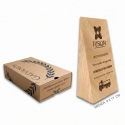Galvano Cuña de Madera Nativa Vertical con grabado láser - Diseño personalizado y caja de presentación.