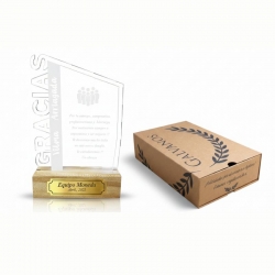 Galvano Acrílico GRACIAS tamaño S (8mm) - Incluye grabado láser y caja de presentación