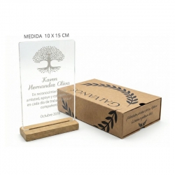 Galvano Acrílico Vertical Eco M (Mediano) mas Caja de presentación y Grabado láser