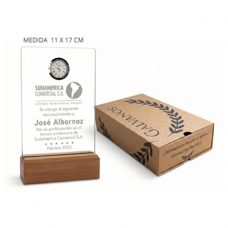 Galvano de Acrílico Pequeño con Reloj