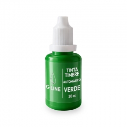Tinta color Verde 20 cc G-Line para timbre automático - Diseñada para entintado uniforme, recarga limpia y uso continuo