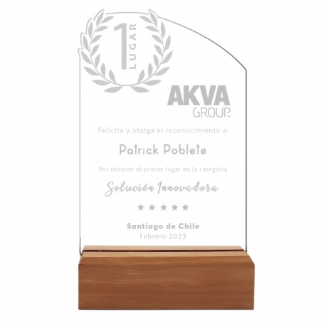 Galvano Primer Lugar para premiación o competencia diseño Corona de Laurel - Incluye personalización y grabado láser Galvano Primer Lugar para premiación o competencia diseño Corona de Laurel - Incluye personalización y grabado láser