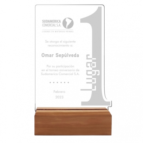 Galvano Primer Lugar para premiación o competencia diseño Honor - Incluye personalización y grabado láser