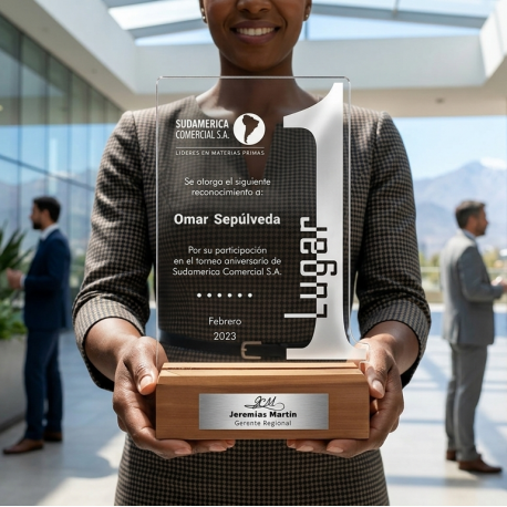 Galvano Primer Lugar para premiación o competencia diseño Honor - Incluye personalización y grabado láser