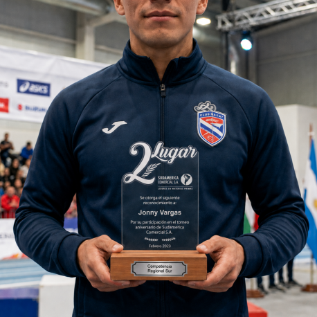 Galvano Segundo Lugar Triunfo para premiación o competencia - Incluye personalización y grabado láser Galvano Segundo Lugar Triunfo para premiación o competencia - Incluye personalización y grabado láser