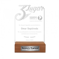 Galvano Tercer Lugar para premiación o competencia con 3 diseños a elección - Incluye personalización y grabado láser