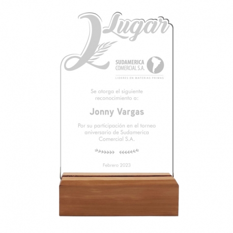Galvano Segundo Lugar Triunfo para premiación o competencia - Incluye personalización y grabado láser Galvano Segundo Lugar Triunfo para premiación o competencia - Incluye personalización y grabado láser
