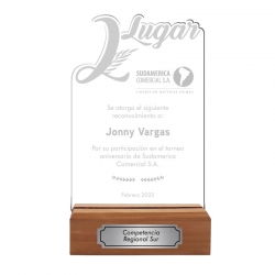 Galvano Segundo Lugar Triunfo para premiación o competencia - Incluye personalización y grabado láser