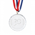 Medalla de Cristal de 9 cm Ø con gancho y Cinta Tricolor | Especial Reconocimientos para Eventos Deportivos y Corporativos