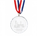 Medalla de Cristal de 7 cm Ø con gancho y Cinta Tricolor | Especial Reconocimientos para Eventos Deportivos y Corporativos