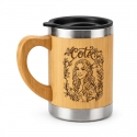 Mug de Bambú con asa 350 cc tapa negra - Diseño personalizado con grabado láser - Incluye caja de presentación