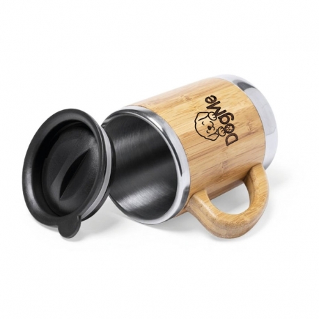 Mug Bambú Térmico 350 cc tapa negra – Diseño personalizado - Venta Master / Granel desde 12 Unidades