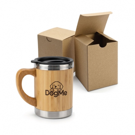 Mug Bambú Térmico 350 cc tapa negra – Diseño personalizado - Venta Master / Granel desde 12 Unidades