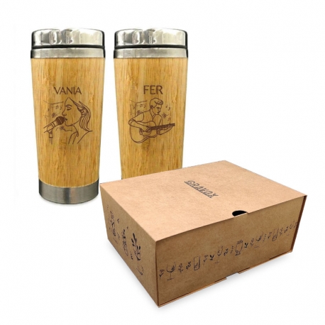 Pack 2 Mug de Bambú 420 cc con tapa Pack 2 Mug de Bambú 420 cc con tapa