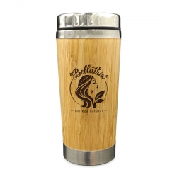 Mug de Bambú 420 cc con tapa - Diseño Personalizado con grabado láser – Venta Master / Granel desde 12 Unidades