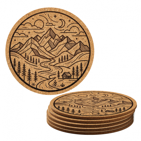 Pack de Posavasos Personalizados 6 Unidades - Circulares de 9 cm corcho – Elaborados con grabado láser