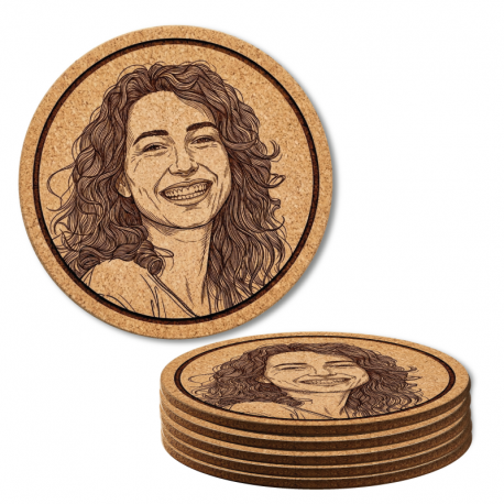 Pack de Posavasos Personalizados 6 Unidades - Circulares de 9 cm corcho – Elaborados con grabado láser