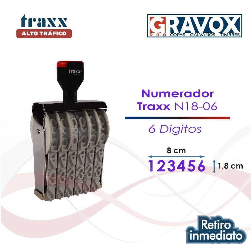 Foliador (numerador) Manual Traxx de 6 dígitos Grandes (N18-06)