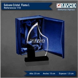 Galvano de Cristal FLAMA L (grande) con caja y grabado