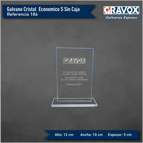 Galvano de Cristal Rectangular Económico S (Pequeño), Incluye Grabado láser