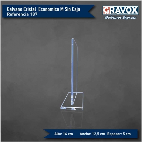 Galvano de Cristal Rectangular Economico M (Mediano), Incluye grabado láser