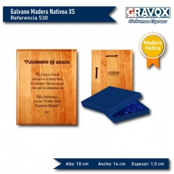 Galvano de Madera Nativa Premio XS (chico) incluye grabado láser y caja de presentación