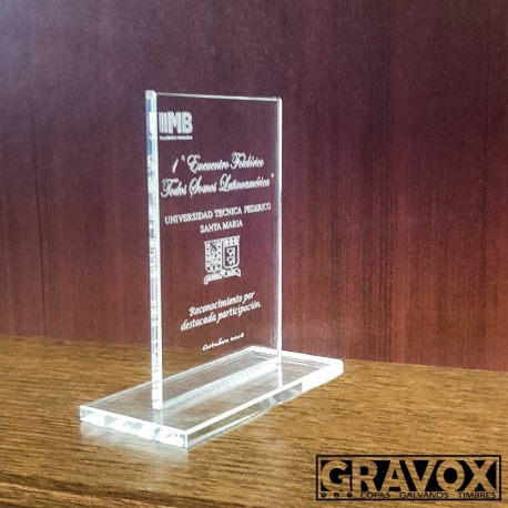 Galvano de Cristal Rectangular Económico S (Pequeño), Incluye Grabado láser